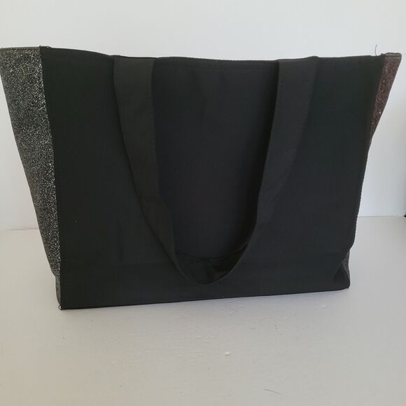 Coach Fragrance Tote Bag Black/Silver Glitter Large Glam Shopping Bag - Picture 2 of 10